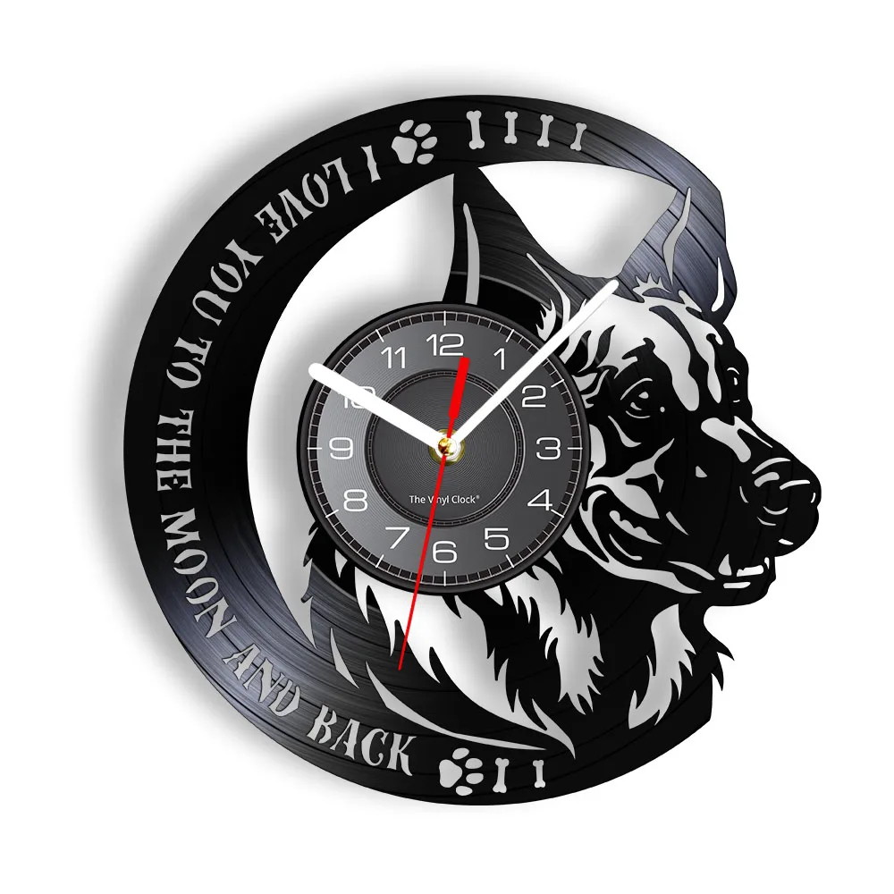 I Love You To The Moon And Back German Shepherd Inspirational Quote Vinyl Record Wall Clock German Shepherd Dog Owen Gift Idea