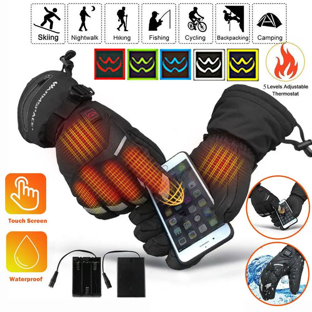 

Зимние перчатки с подогревом для мужчин и женщин, теплые перчатки с электрическим подогревом для сенсорных экранов, для спорта на открытом ...