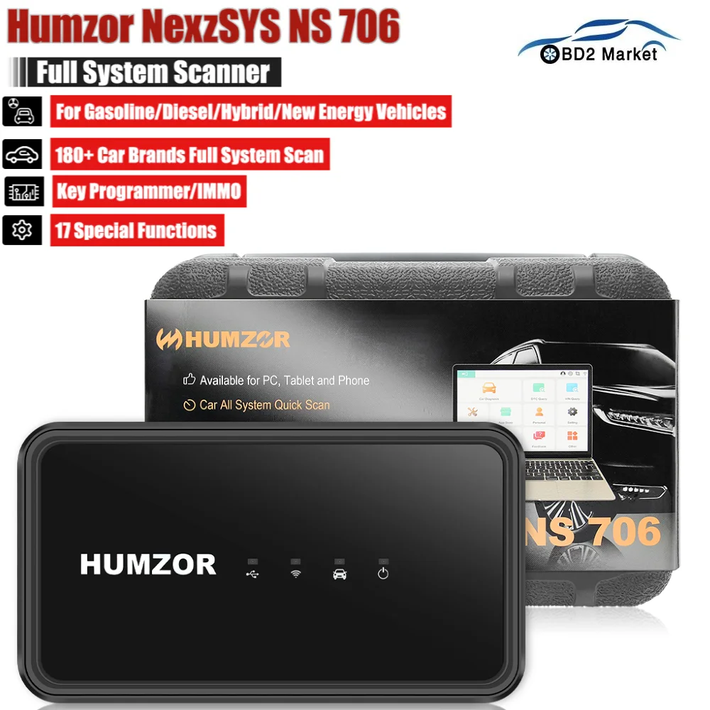 Автомобильный диагностический инструмент humзор NexzSYS NS 706, полная система, OBD 2 OBD2 сканер, 17 услуг сброса, ECU ключевой программатор PK Thinkdiag