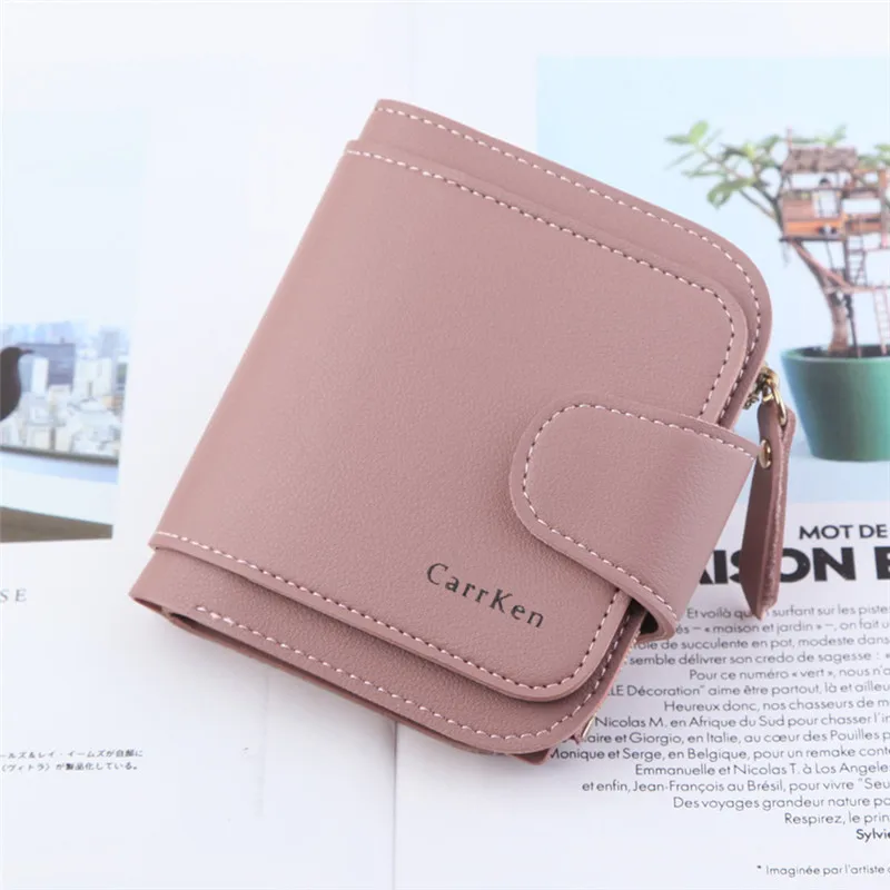 

Three-Fold Women Wallets with Zipper Poucht PU Leather Short Coin Purse Lady Clutch Money Bag Female Zipper Hasp Card Holder