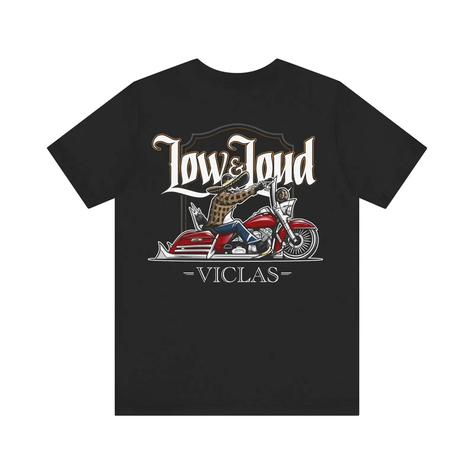 Фото Футболка байкера Viclas с принтом скелета, в стиле чоло, для мотоциклистов, лоурайдеров, в стиле чикано, мексиканское искусство, уличная одежда, винтажная, с эффектом потертости. №1