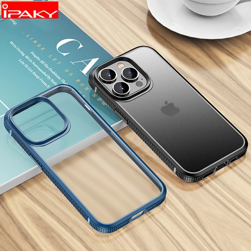 

IPAKY for iPhone 14 Case 14 Pro 14 Plus Case Carbon Fiber Border Frosted Matte Translucent Case for iPhone 14 Pro Max Case