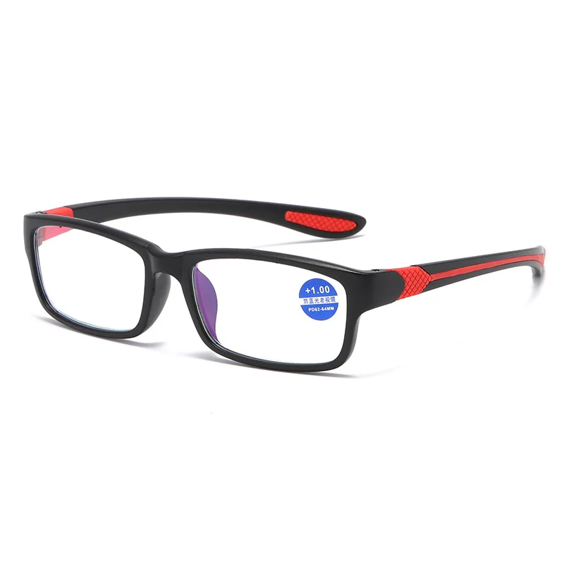 

Reading Glasses Men Women Sports Anti-blue Light Reading Eyewear Black Red TR90 Frame Presbyopia Eyeglasses +100 to+400 glasses
