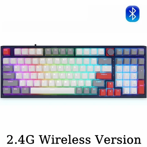 Механическая клавиатура Skyloong GK980 Double Shot, серая, белая, красная, RGB, популярная сменная макро Клавиатура 2,4 ГГц, проводная Bluetooth клавиатура с тройным режимом