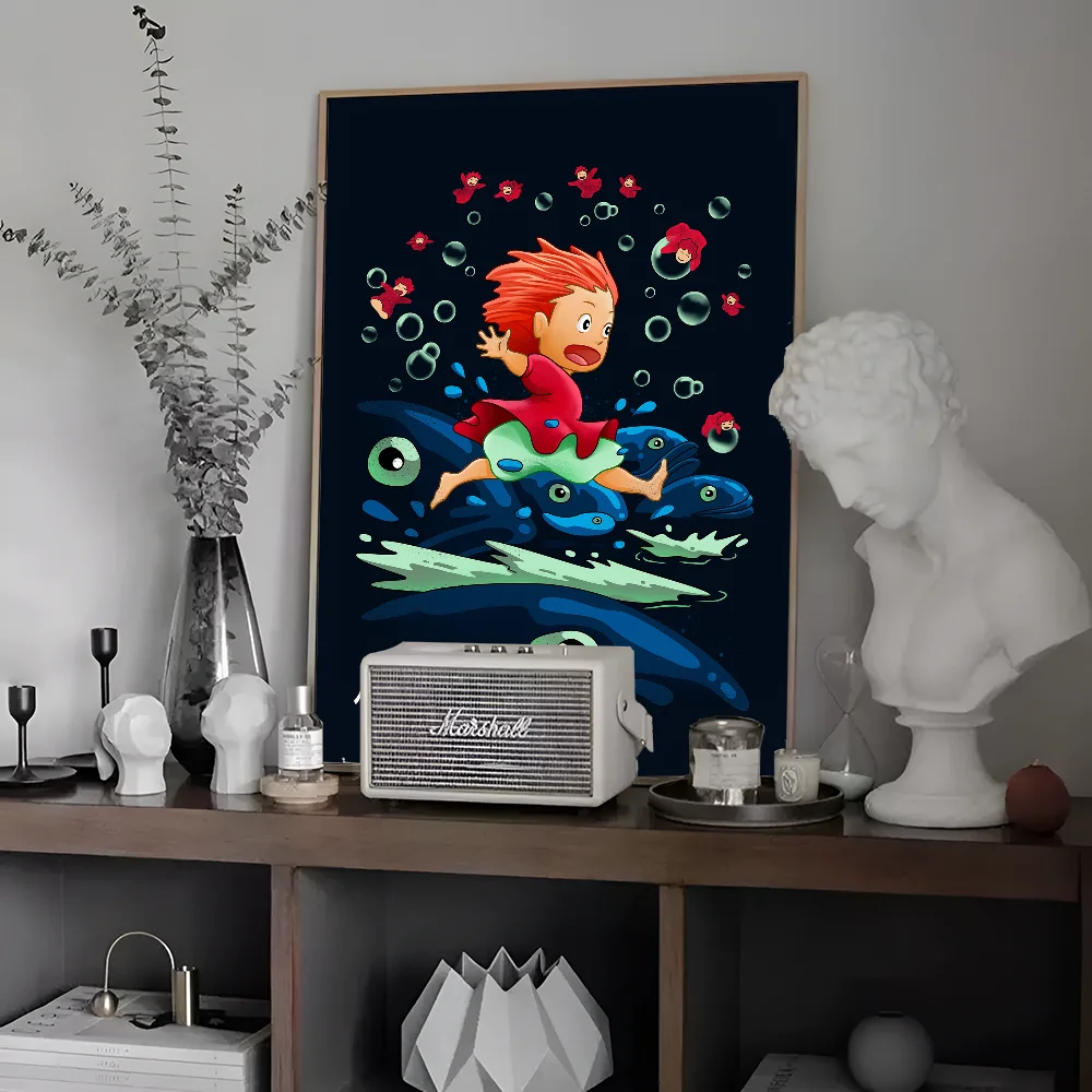 Аниме P-ponyo классический аниме постер водостойкая бумажная наклейка кофейня бар