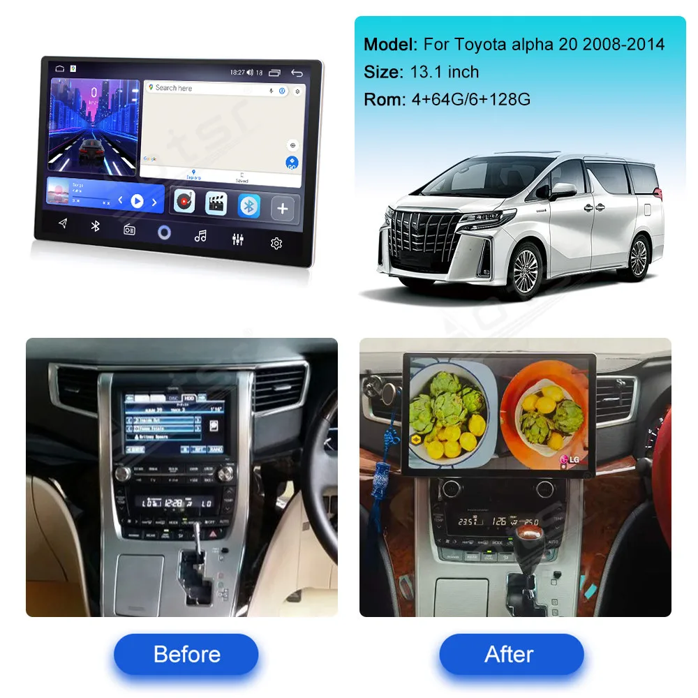 13 1-дюймовая навигация 8-ядерный Carplay для Toyota Alpha 20 2008-2014 мультимедийный плеер Android 12