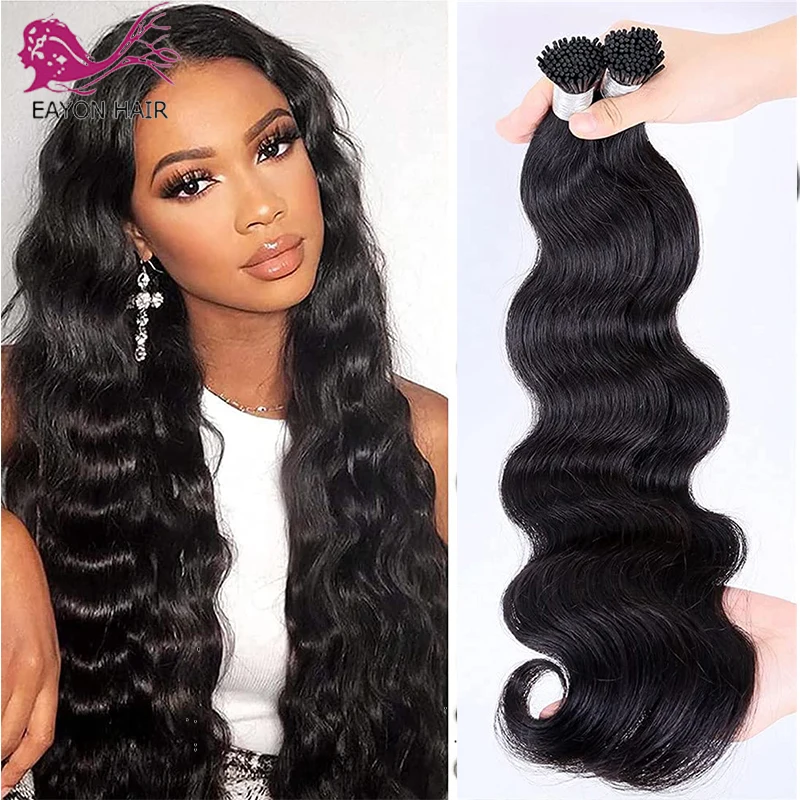 

Brazilian Body Wave I Tip Human Hair Extensions Remy Fusion Pre Bonded Natual Color 100 Strand/pc For Women