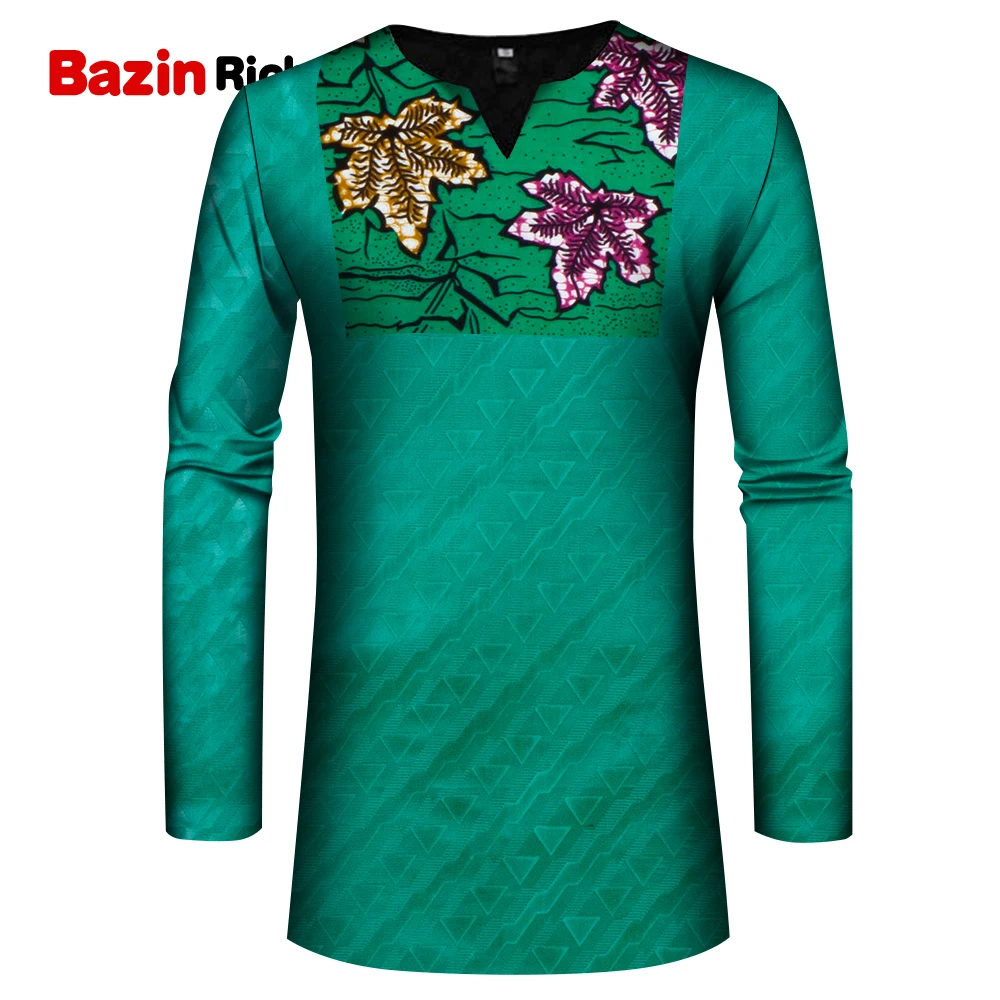 

African Men Shirt Full Sleeve Stand Neck Male Top Fashion Dashiki Streetwear Pullover Clothing WYN1636