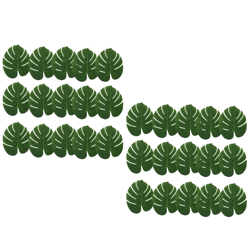 

30 Artificial Palm Leaves For Party Decor,Fake Tropical Leaf Table Runners Or Greenery Decor,Beach Theme Or Jungle Party