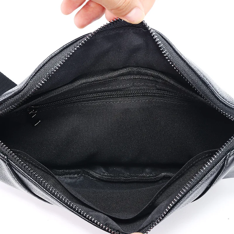 Sports PU Leather Men's Waist Bag Waterproof Chest Bag Casual Man Waist Pack Zipper Fanny Pack Fashion Shoulder Crossbody Bag