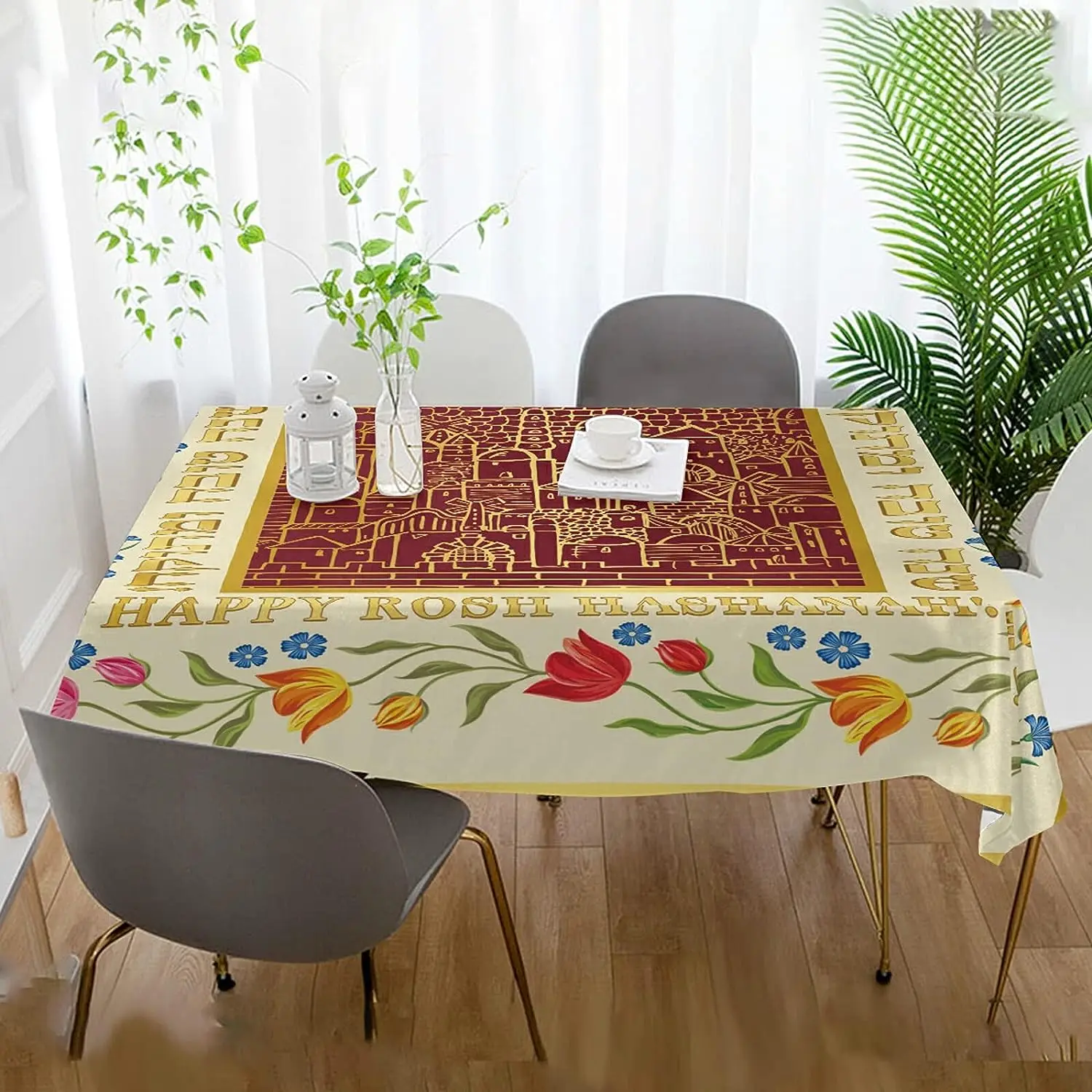 Фото Кухонная прямоугольная скатерть Rosh Hashanah, кофейный столик, декоративная столовая скатерть, аксессуары для кухни и столовой №4