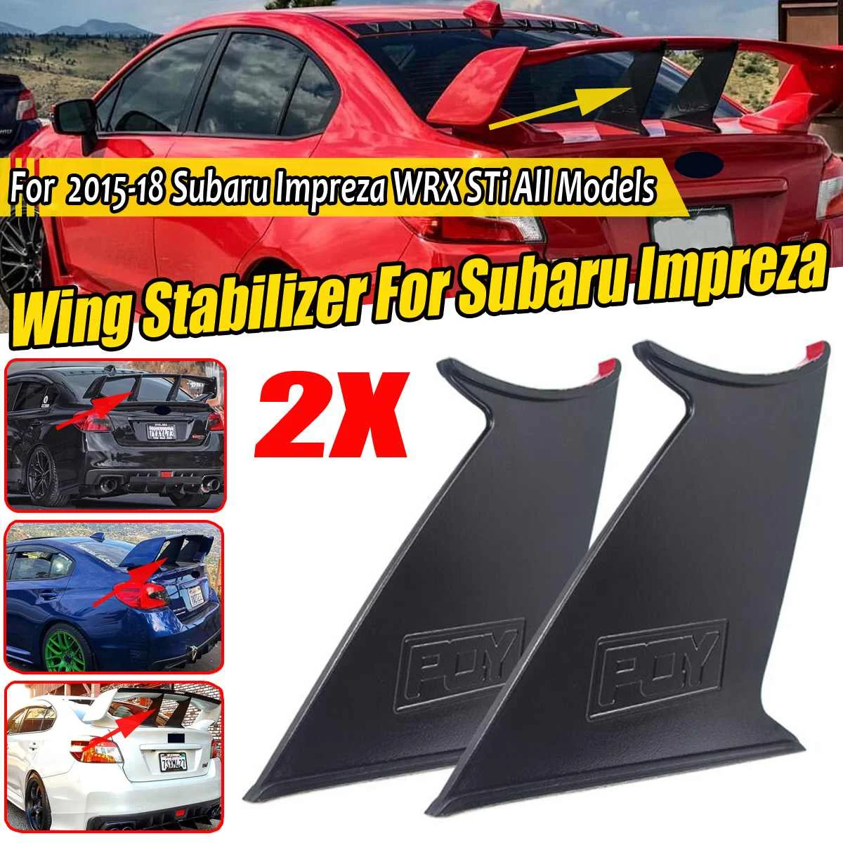 

VR-WSS02 2xCar Rear Trunk Spoiler Wing Stiffi Support Stabilizer Wing Spoiler Lip Support Bracket For Subaru STi Sedan 2015-2018