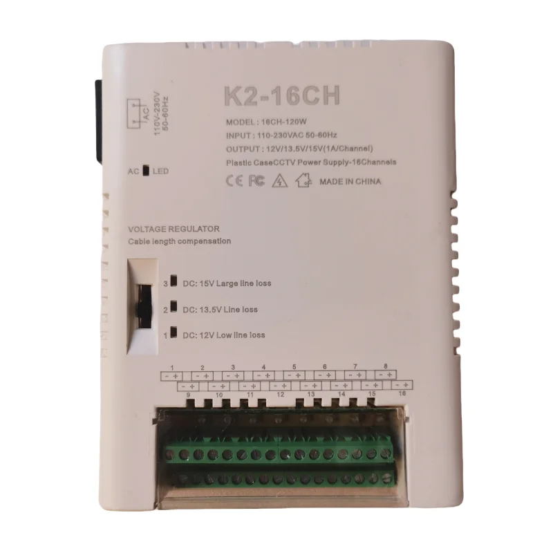 

Пластиковый корпус, источник питания для видеонаблюдения, 16 каналов, 120 Вт, компенсация длины кабеля регулятора напряжения, 12 В, 13,5 В, 15 В, специальная камера