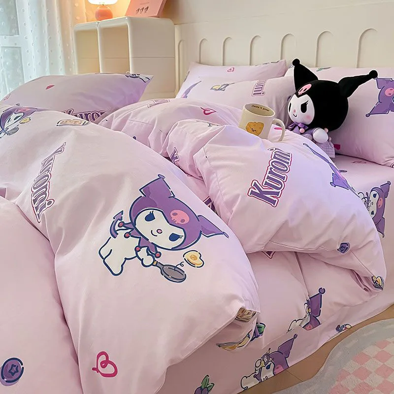Miniso Sanrio Kuromi постельное белье из хлопка комплект четырех предметов симпатичный