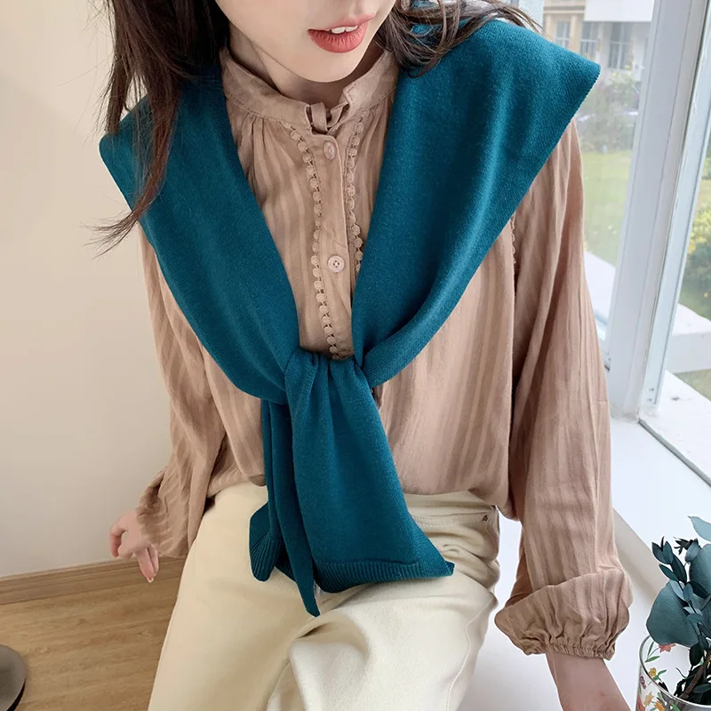 

Летнее платье, Маленькая шаль, Женская Весенняя трикотажная рубашка с ложным воротником, трикотажный съемный воротник, шарф