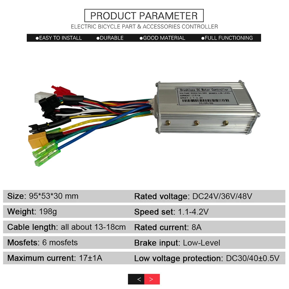 

Controllers Ebike Controller Three-mode Throttle 8 PAS Kit With Self-learning 17A 36/48V 95x53x30mm Controller Durable