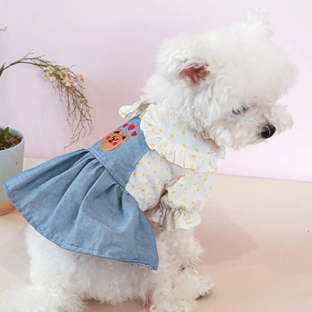 

Breathable Universal Pet Polka Dot Neck Bear Princess Dress for Puppy