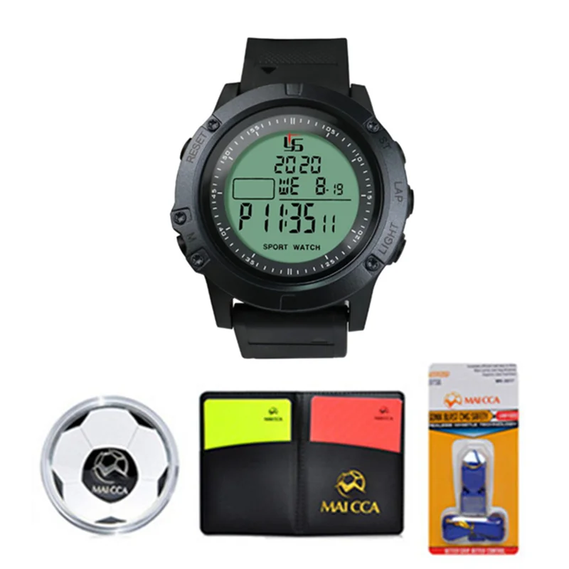 

Футбольные часы рефери с карточкой, монетным свистком, секундомером, подключением к запястью, обратным отсчетом, футбольной игрой, хронографом, оборудованием, точные секунды