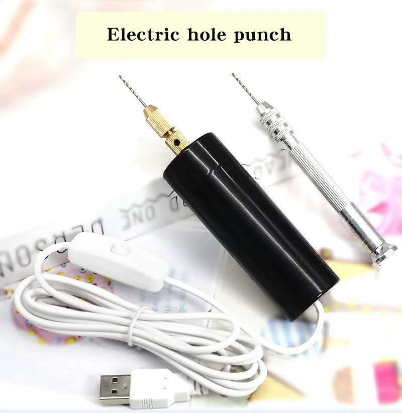 

USB Mini Electric Drill Electric Hole Puncher Crystal Drop Glue Cat Claw Key Chain Eyelet Hand Tools DIY Needle-nose Pliers