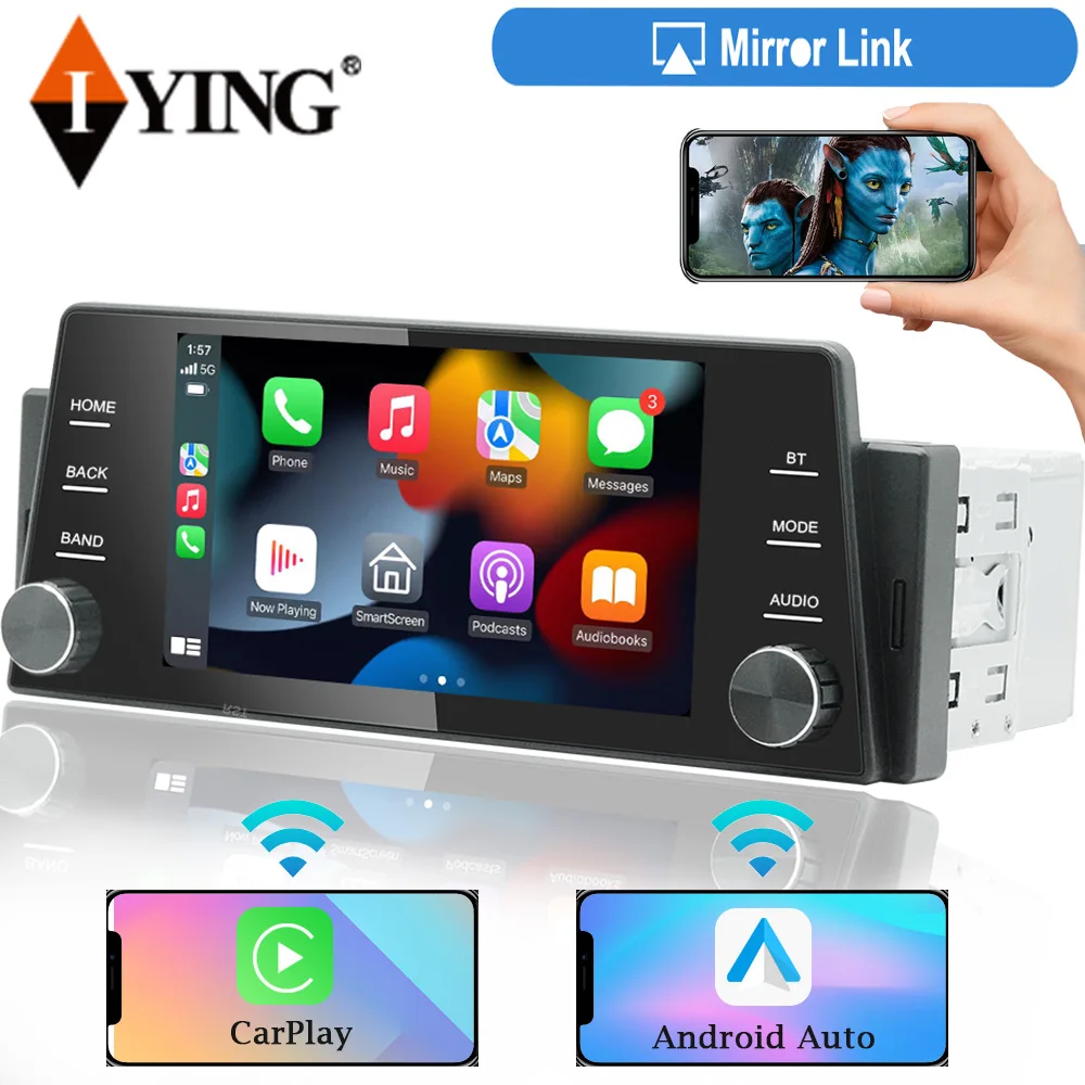 5'' Car Multimedia Player 1 Din Android Radio with Knob Wireless CarPlay Bluetooth 2 USB FM mp5 For Honda Toyota Nissan KIA Ford