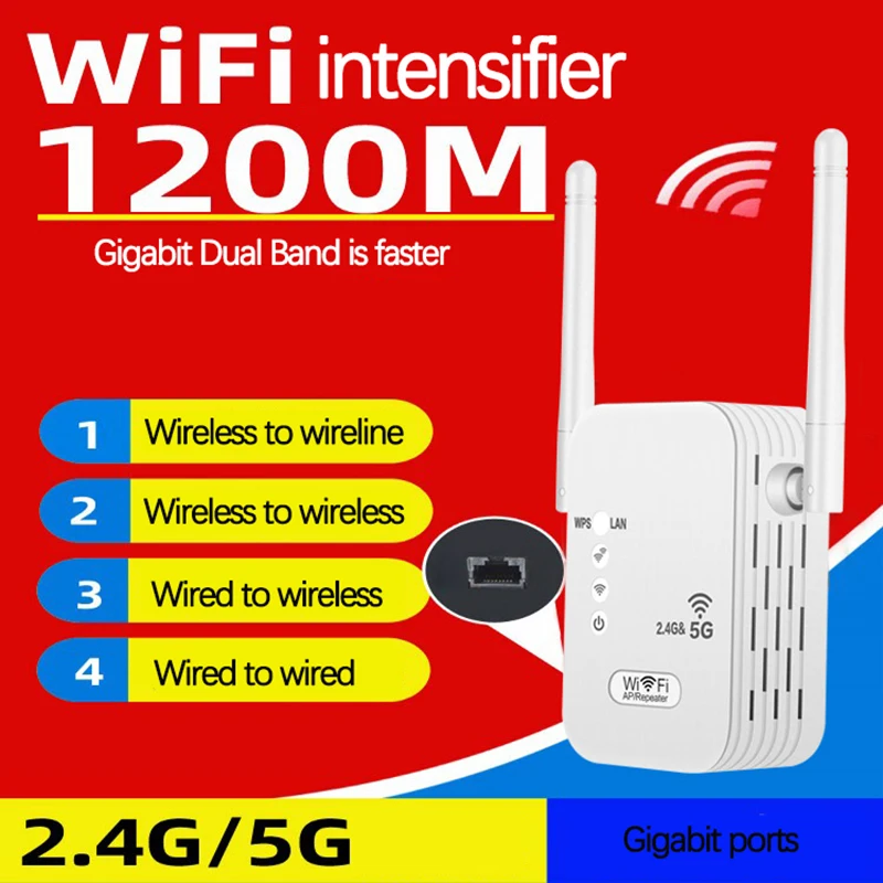 

Hot Sales The Wi-Fi Signal Amplifier 1200M Dual Frequency 5G Wireless Router Enhancement Amplifier Repeater