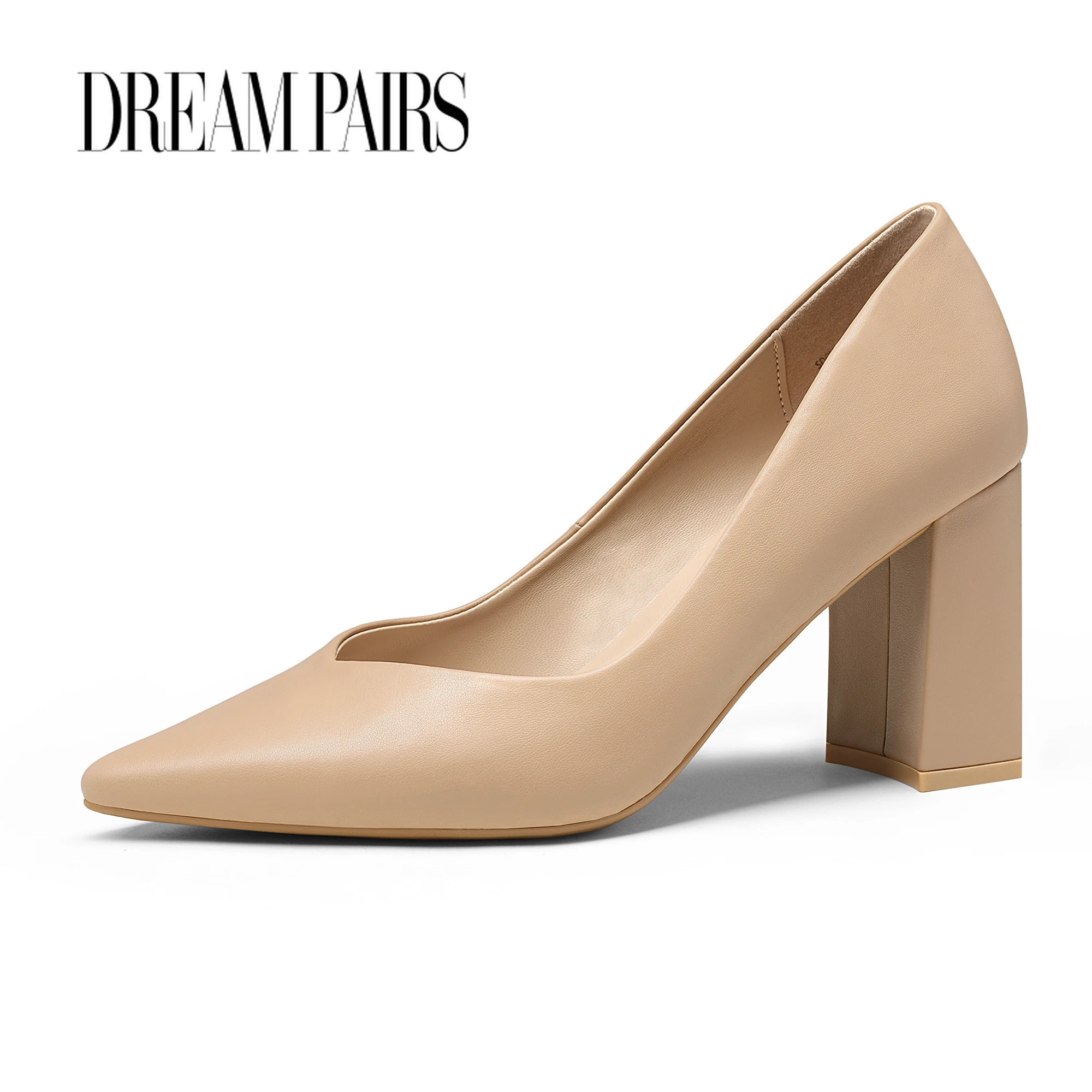 

Dream Pairs Woman OL Style Leather Pumps Shoes Ladies Office Job Mid Block Heels Luxury Designer Women Formal Pumps Plus Size