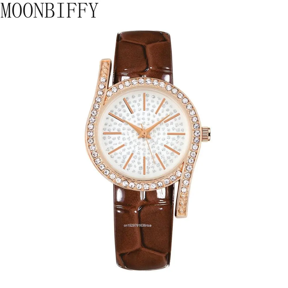 

Часы женские кварцевые с браслетом из искусственной кожи, наручные, полностью Украшенные стразами, подарок для женщин