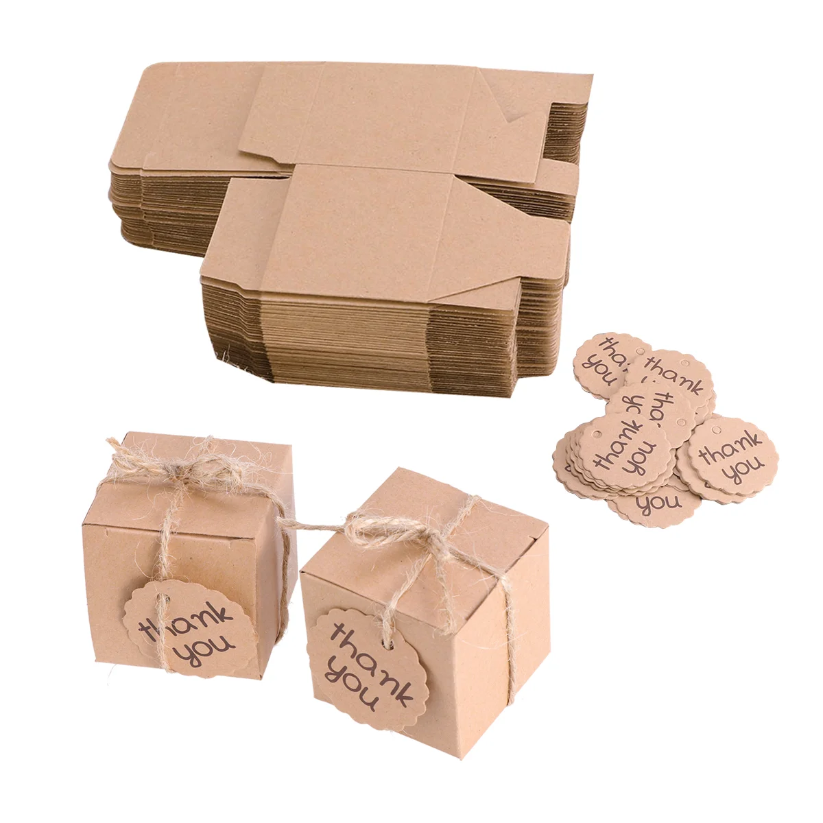 

Boxes Candy Gift Kraft Wedding Paper You Thank Box Christmas Brown Favor Treat Lids Foldable Presents Boxe Rustic Pillow