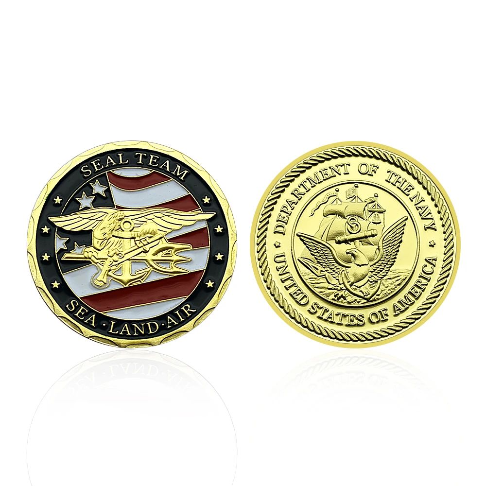 Печатная команда, золотая монета, морская земля, Воздушная медаль, творческая монета, искусство, коллекционные подарки