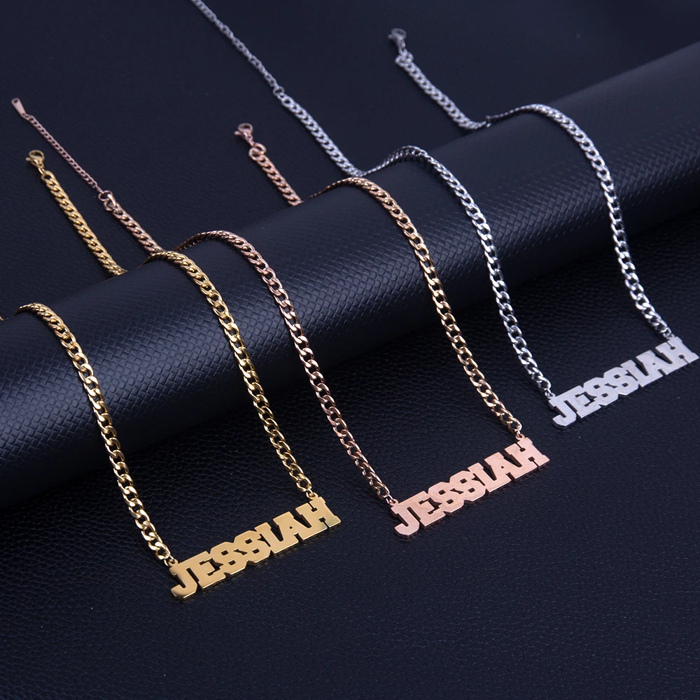 

Custom stainless steel necklace nameplate hip hop CUBAN CHAIN DIY private customizable Necklace Necklace English name