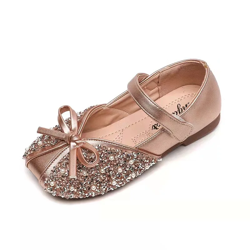 

New Children Princess Shoes Baby Girls Flat Bling Leather Sandals Fashion Sequin Soft Kids Dance Party Sparkly Shoes