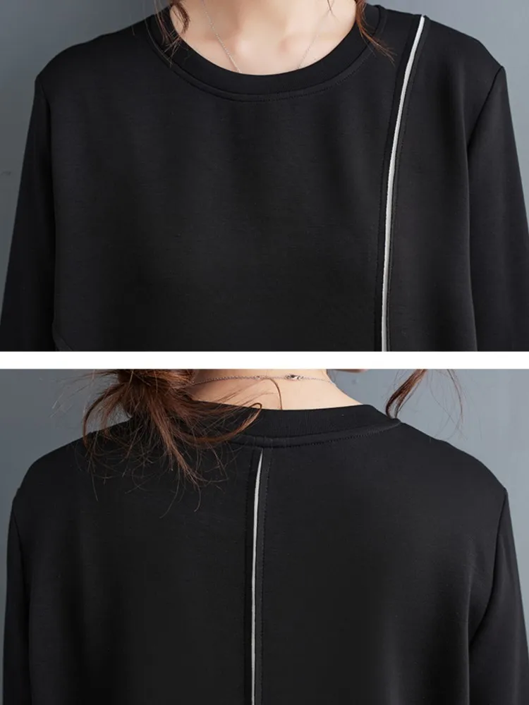 Свободное длинное платье большого размера на осень женское модное