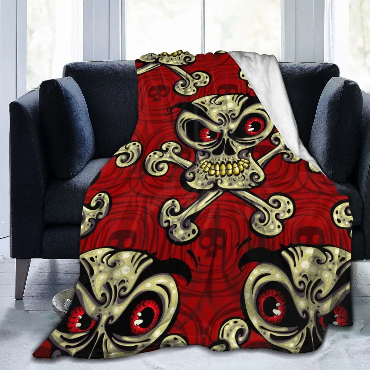 

Мягкое теплое Флисовое одеяло, сумасшедшие черепа с красными глазами, зимнее диванное одеяло 3 размера светильник кое тонкое фланелевое оде...