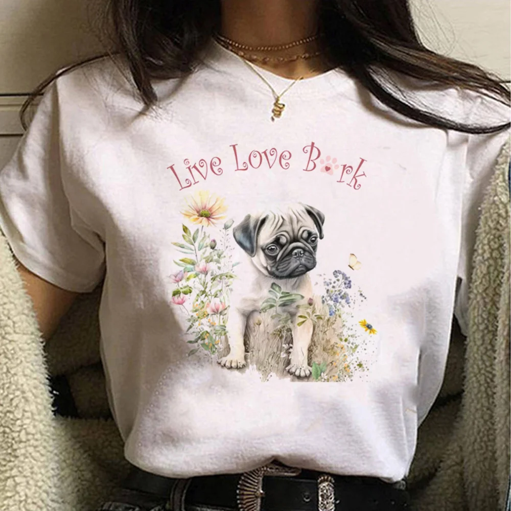 

Pug t shirt women harajuku designer Y2K Tee girl y2k clothes