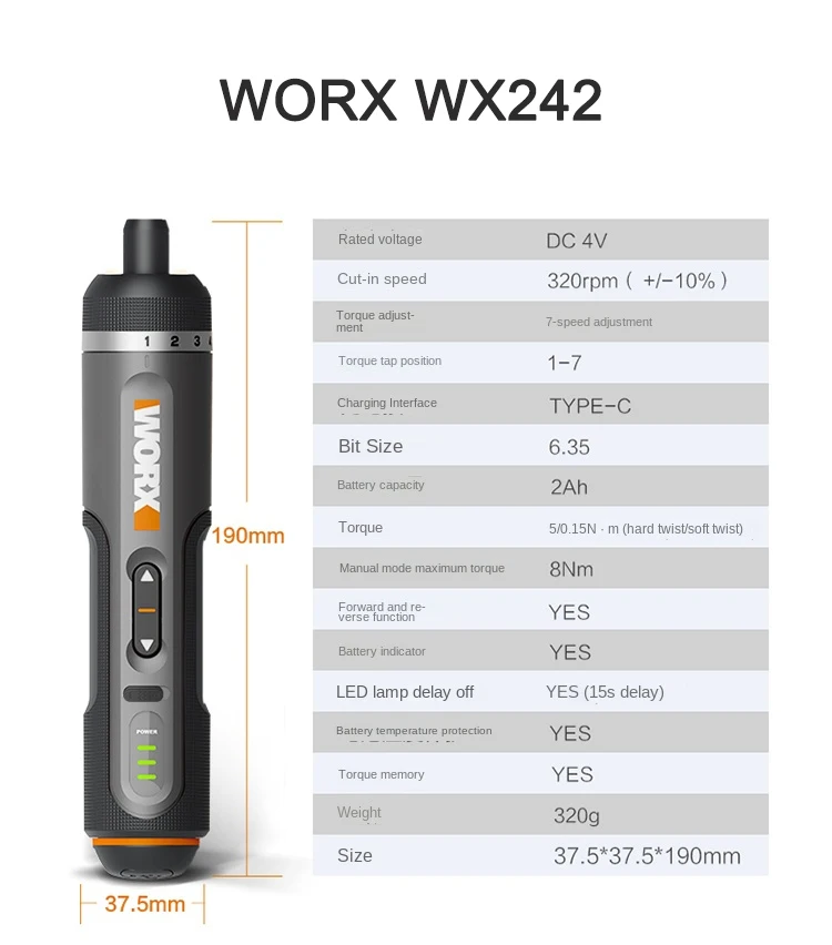 

Беспроводной шуруповерт Worx WX240, WX241, WX242