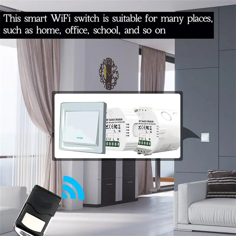 Беспроводной Выключатель с поддержкой Wi-Fi 2 4 ГГц 2300 Вт 10 А |