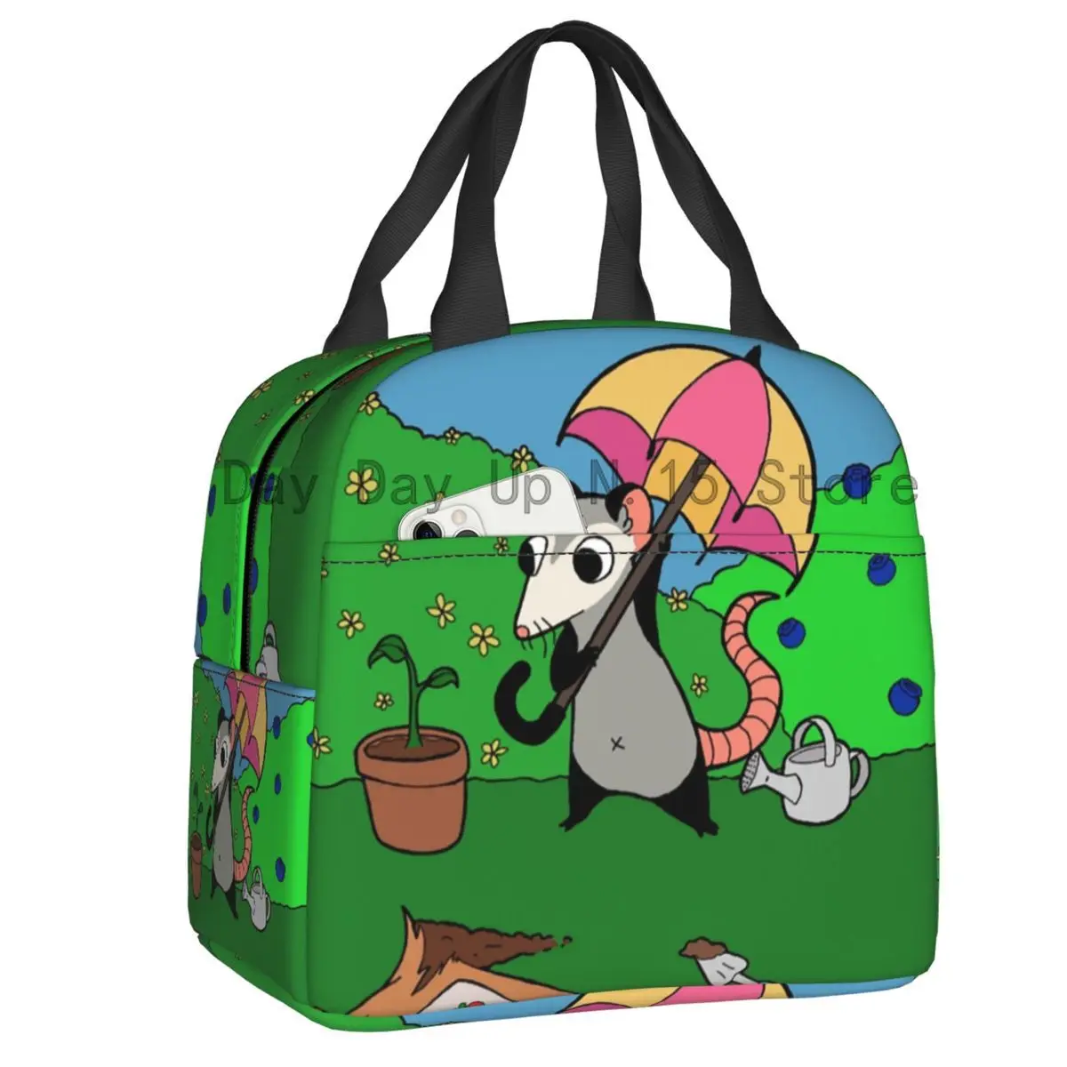 

Gardening Opossum Resuable Lunch Boxes for Women Multifunction Cartoon Animal Pet Thermal Cooler Food Insulated Lunch Bag