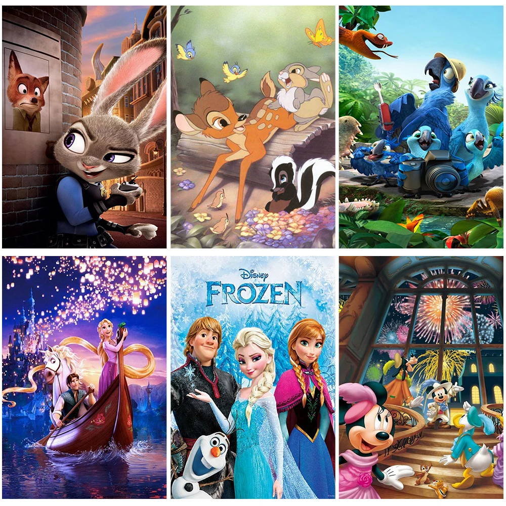 

Алмазная вышивка Disney 5D мультяшная принцесса Микки Маус Бэмби алмазная живопись полностью Круглая Мозаика вышивка домашний декор