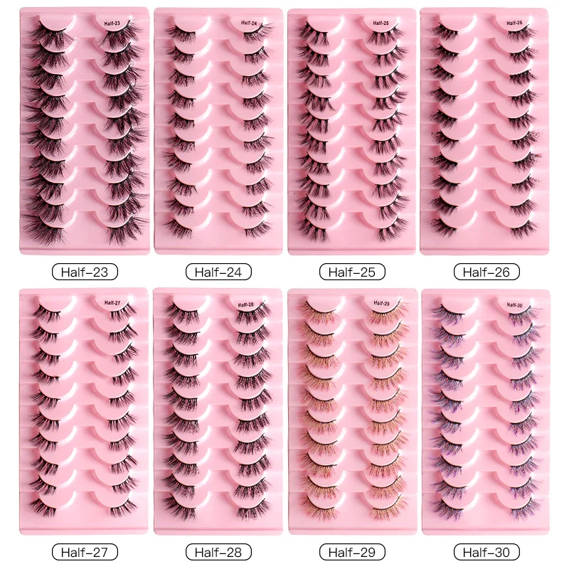 

10 Pairs Crisscross Half Eye Lashes Natural False Eyelashes Handmade Faux 3D Mink Lashes Makeup Tools Eyelash Extension