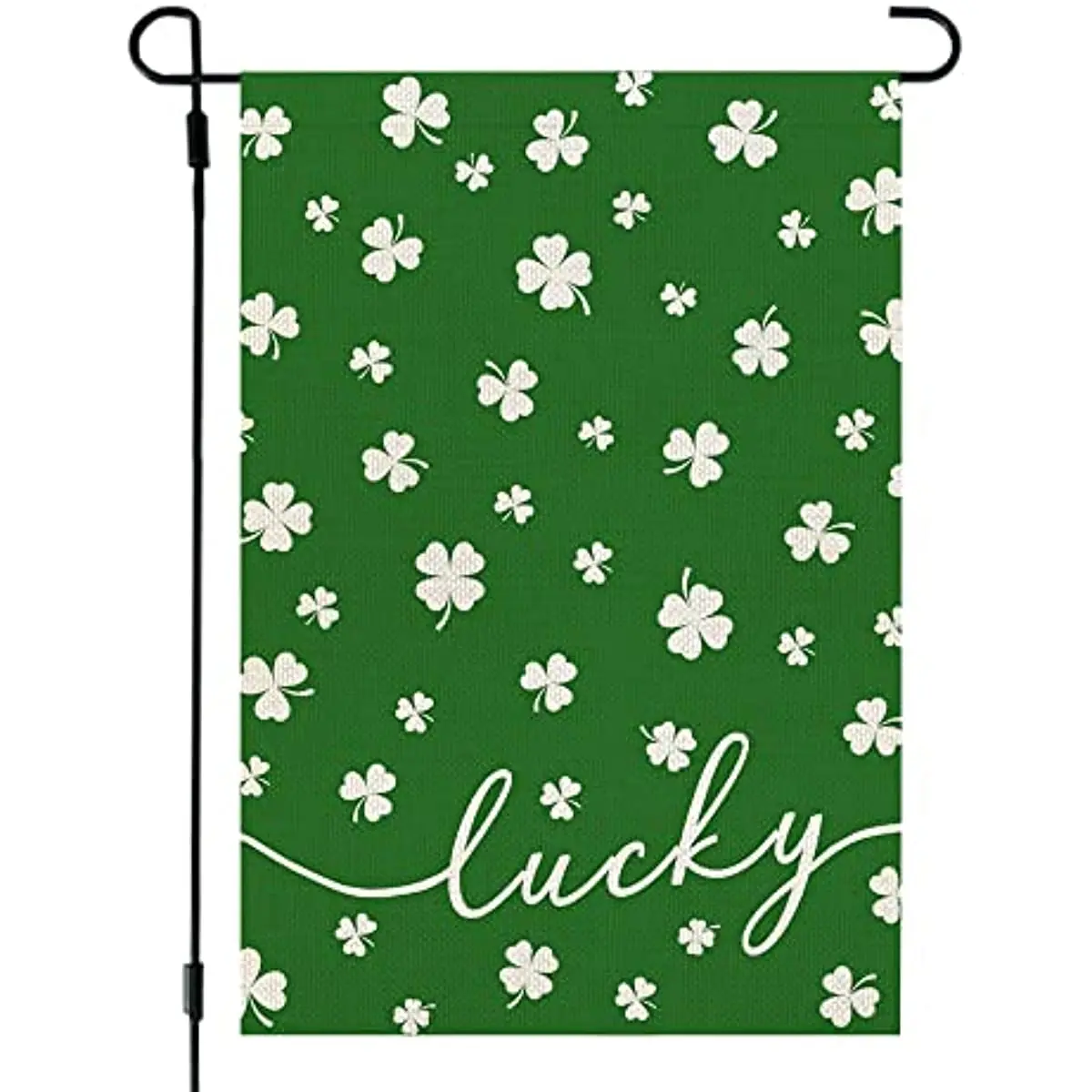 

St Patricks Day Garden Flag 12x18 In Double Sided for Outside Small Burlap Green Shamrocks Clovers Lucky Yard Holiday Decoration