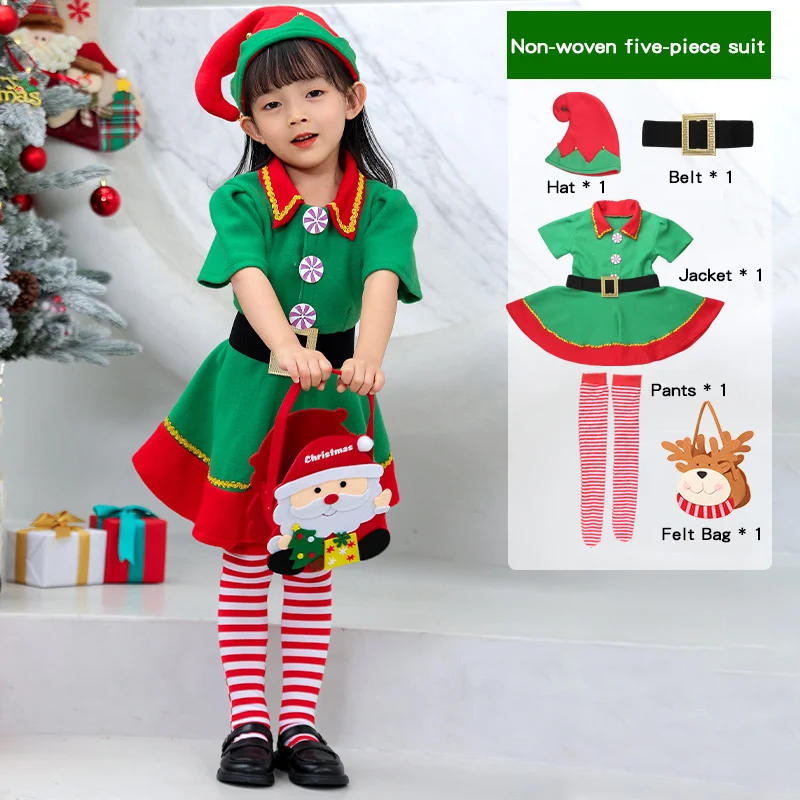 

5Pcs Suit Snow Maiden Christmas Costume Santa Cosplay Santa Claus Costume for Baby Carnival Party New Year Set