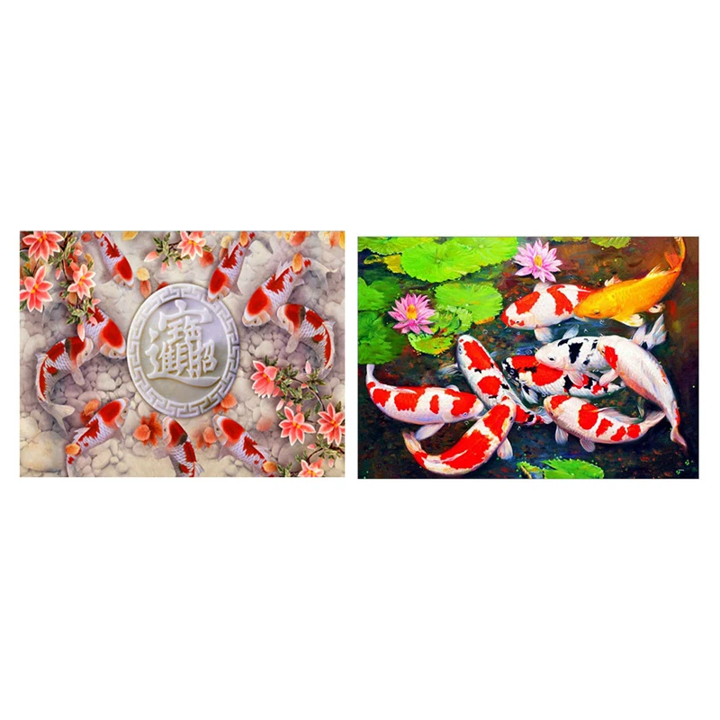 

Practical 5D Diamond Painting Carp Koi Fish Flower & DIY Diamond Painting By Number Kits, Painting Koi Fish Pond Lotus Paint