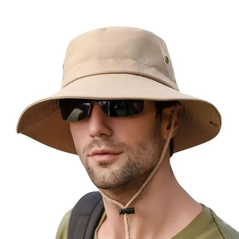 

Outdoor Mesh Breathable Sun Hat Men's Wide Brim Anti-UV Sun Protection Hat Hunting Fishing Hiking Boonie Hat