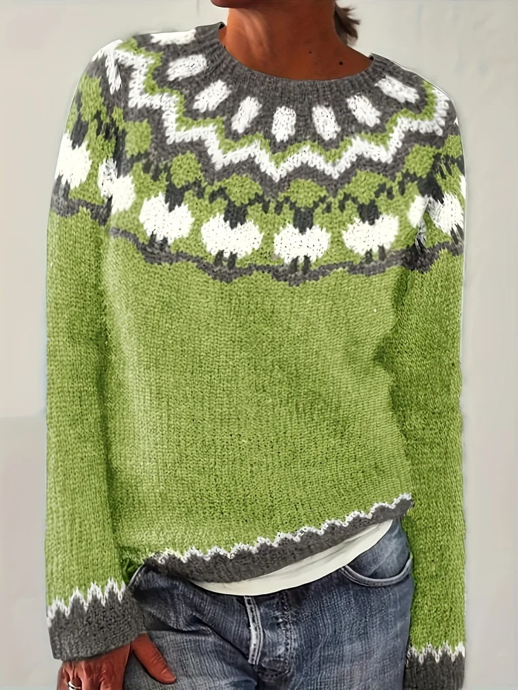 Винтажный Женский Полосатый Трикотаж Повседневный Свободный Базовый