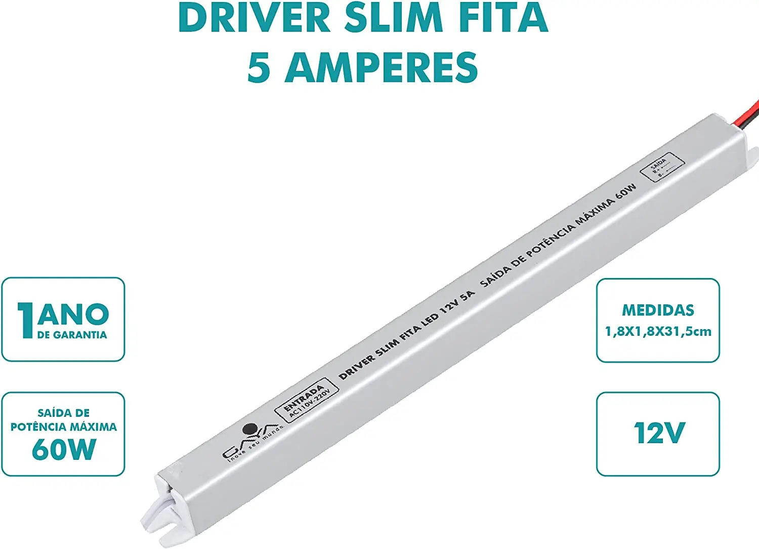 

2023 casa inteligente Driver Slim Fita Led 5 Amperes Retangular Aluminio -