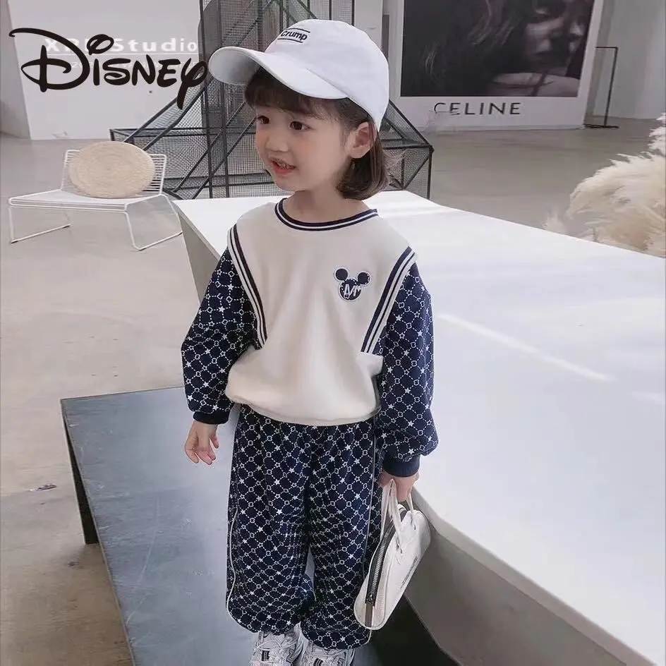 

Disney Girls Set 2023 Spring and Autumn Mickey Mouse Children's New Cute Baby Korean Version of Long Sleeve Sports with Two Sets