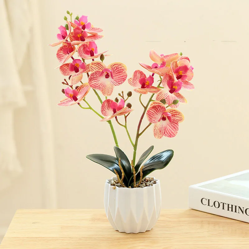 

New 3d Printing Film Two-fork 16 Phalaenopsis Bonsai Simulation Flower Factory Direct Supply For Home Decoration