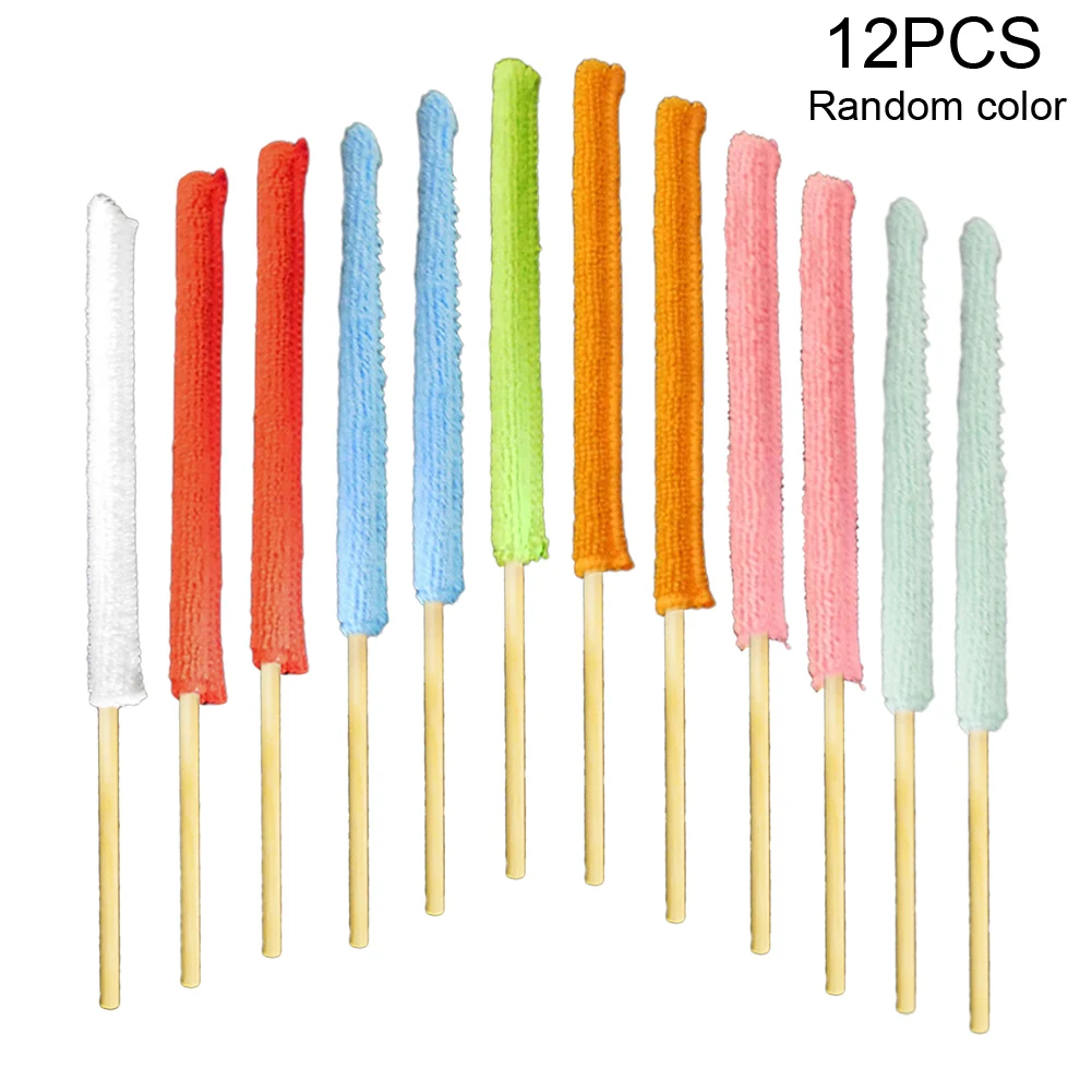 

12pcs Crevice Cleaning Durable Home Smallest Spaces Brush Random Color Detail Window Cups Bottles Microfiber Duster Stick Long