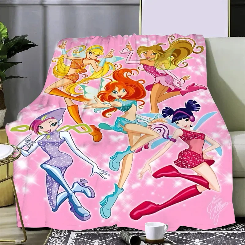 Одеяло с принтом для девочек W-Winx Clubs одеяла пикника теплое одеяло мягкое и