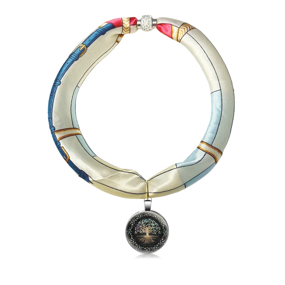 

Luxury Brand Necklace Pendant Scarf Women Fashion Neckerchief Foulard Femme Bandana Hijab Gift Tree of Life